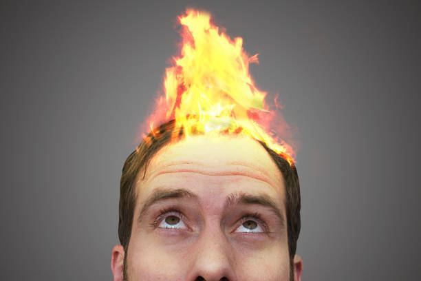 Man with fire on his head
